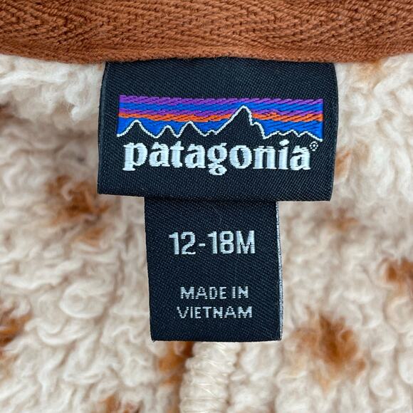 Patagonia Furry Friends Fleece Teddy Bear Baby Bunting Tuber Tan Dear Deer Print - Picture 9 of 13